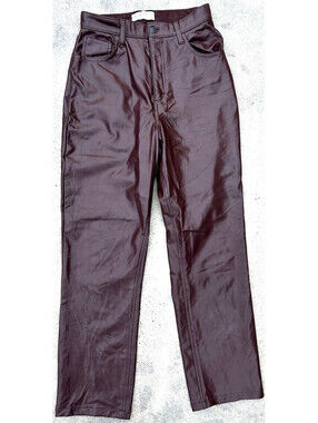 Abercrombie & Fitch 90’s Straight Ultra High Rise Brown Faux Leather Pant Sz 26W